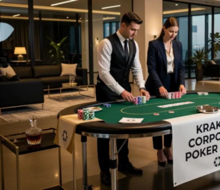 Mobilna instalacja stołu pokerowego na evencie firmowym