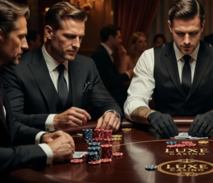 Stół pokerowy z żetonami i kartami przygotowany na wieczór tematyczny